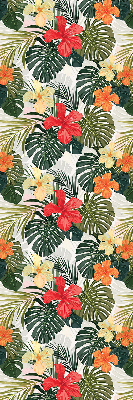Estor enrollable para ventana con diseño de flores y hojas tropicales