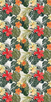 Estor enrollable para ventana con diseño de flores y hojas tropicales