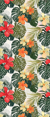 Estor enrollable para ventana con diseño de flores y hojas tropicales