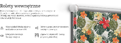 Estor enrollable para ventana con diseño de flores y hojas tropicales