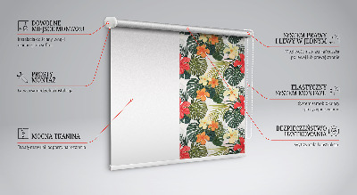 Estor enrollable para ventana con diseño de flores y hojas tropicales