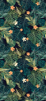 Estor enrollable con diseño de hojas y flores tropicales