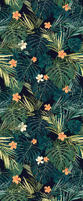 Estor enrollable con diseño de hojas y flores tropicales