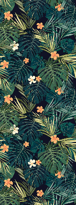 Estor enrollable con diseño de hojas y flores tropicales