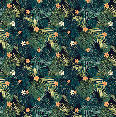 Estor enrollable con diseño de hojas y flores tropicales