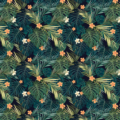 Estor enrollable con diseño de hojas y flores tropicales