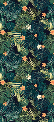 Estor enrollable con diseño de hojas y flores tropicales