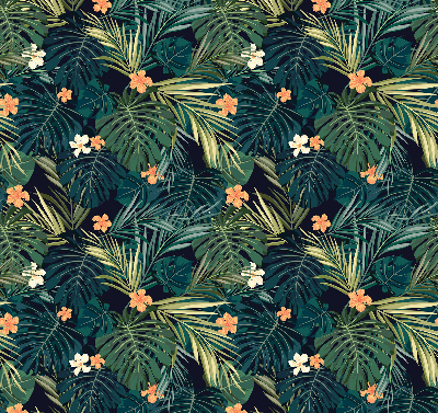 Estor enrollable con diseño de hojas y flores tropicales
