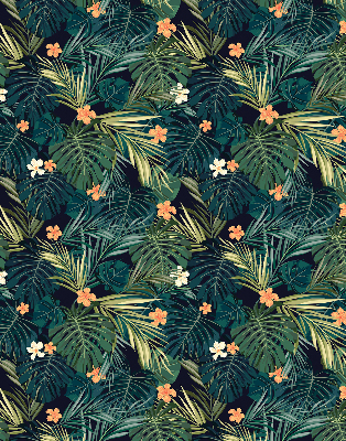 Estor enrollable con diseño de hojas y flores tropicales