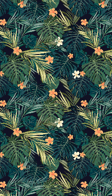 Estor enrollable con diseño de hojas y flores tropicales