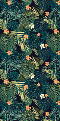 Estor enrollable con diseño de hojas y flores tropicales