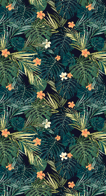 Estor enrollable con diseño de hojas y flores tropicales
