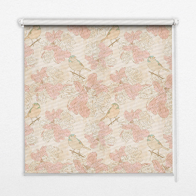 Modern roller blind pájaros entre las flores