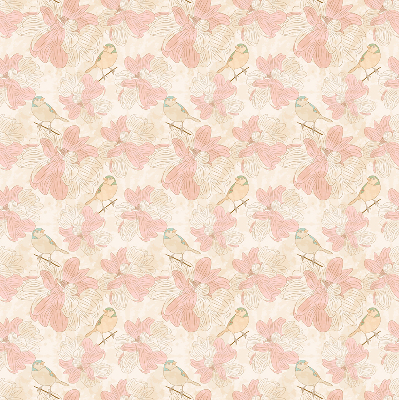 Modern roller blind pájaros entre las flores