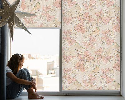 Modern roller blind pájaros entre las flores