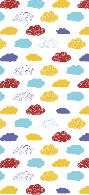 Estor enrollable con diseño de nubes coloridas