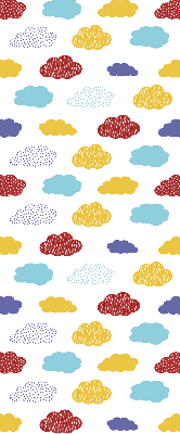 Estor enrollable con diseño de nubes coloridas