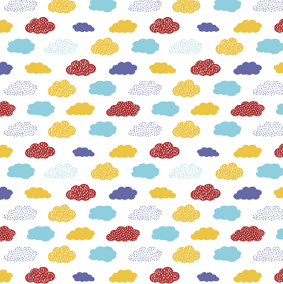 Estor enrollable con diseño de nubes coloridas