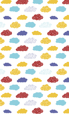 Estor enrollable con diseño de nubes coloridas