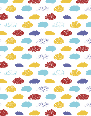 Estor enrollable con diseño de nubes coloridas