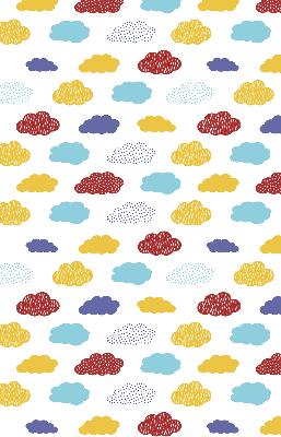 Estor enrollable con diseño de nubes coloridas