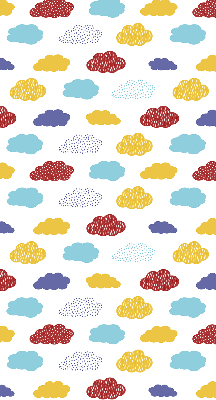 Estor enrollable con diseño de nubes coloridas