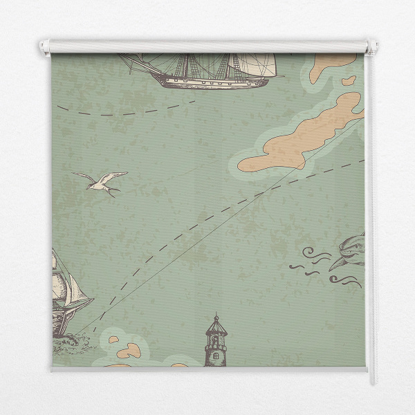 Mapa del océano modern roller blind