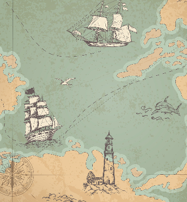 Mapa del océano modern roller blind