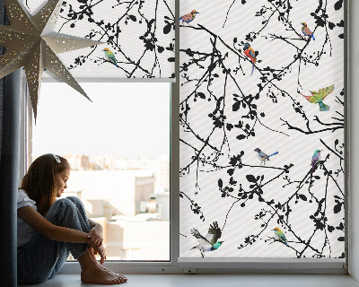 Estor enrollable con diseño de pájaros en las ramas