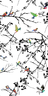 Estor enrollable con diseño de pájaros en las ramas