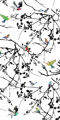 Estor enrollable con diseño de pájaros en las ramas