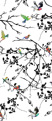 Estor enrollable con diseño de pájaros en las ramas