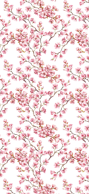 Estor enrollable con diseño de pétalos rosados y capullos en el árbol