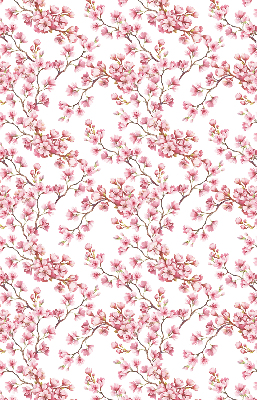Estor enrollable con diseño de pétalos rosados y capullos en el árbol