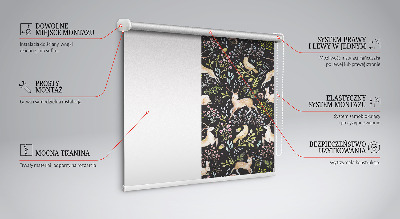 Estor enrollable para ventana para ventanas con diseño de corzos, aves y conejos