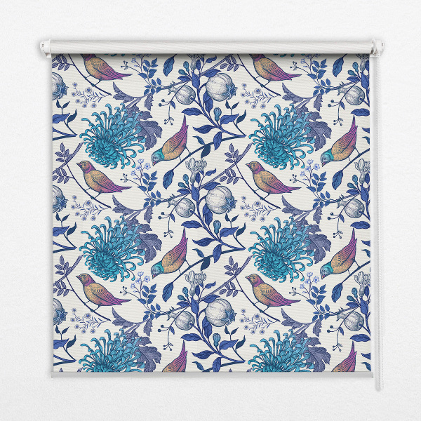 Modern roller blind con motivo de flores de árbol azules
