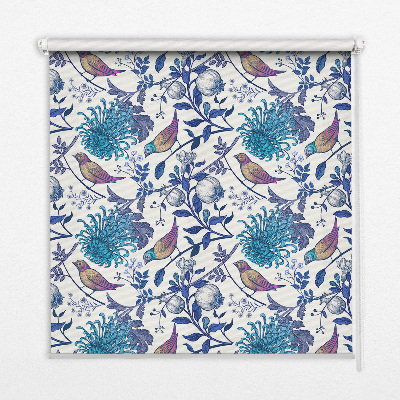 Modern roller blind con motivo de flores de árbol azules
