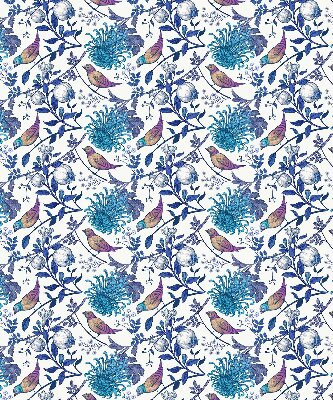 Modern roller blind con motivo de flores de árbol azules