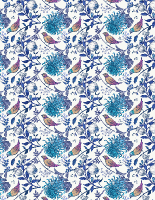Modern roller blind con motivo de flores de árbol azules
