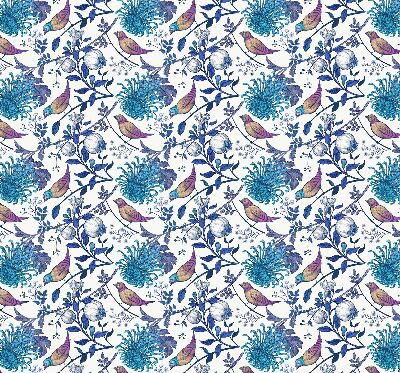 Modern roller blind con motivo de flores de árbol azules