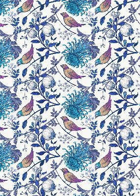 Modern roller blind con motivo de flores de árbol azules