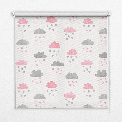 Modern roller blind con diseño de nubes rosas y grises