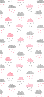 Modern roller blind con diseño de nubes rosas y grises