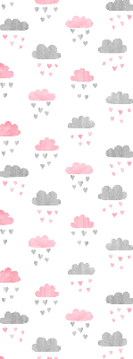 Modern roller blind con diseño de nubes rosas y grises