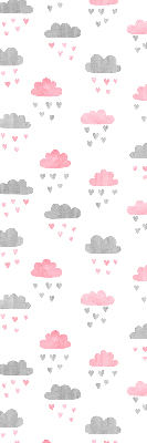 Modern roller blind con diseño de nubes rosas y grises