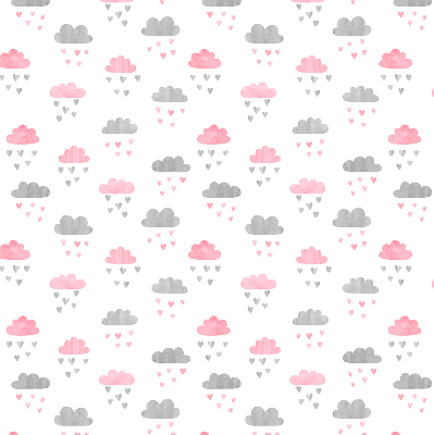 Modern roller blind con diseño de nubes rosas y grises