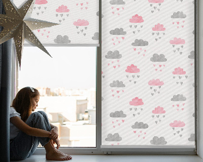Modern roller blind con diseño de nubes rosas y grises
