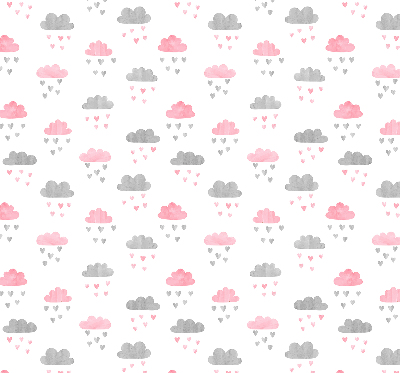 Modern roller blind con diseño de nubes rosas y grises