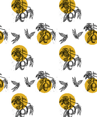 Modern roller blind con estampado de frutas y círculos amarillos