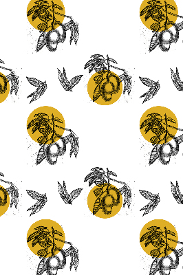 Modern roller blind con estampado de frutas y círculos amarillos